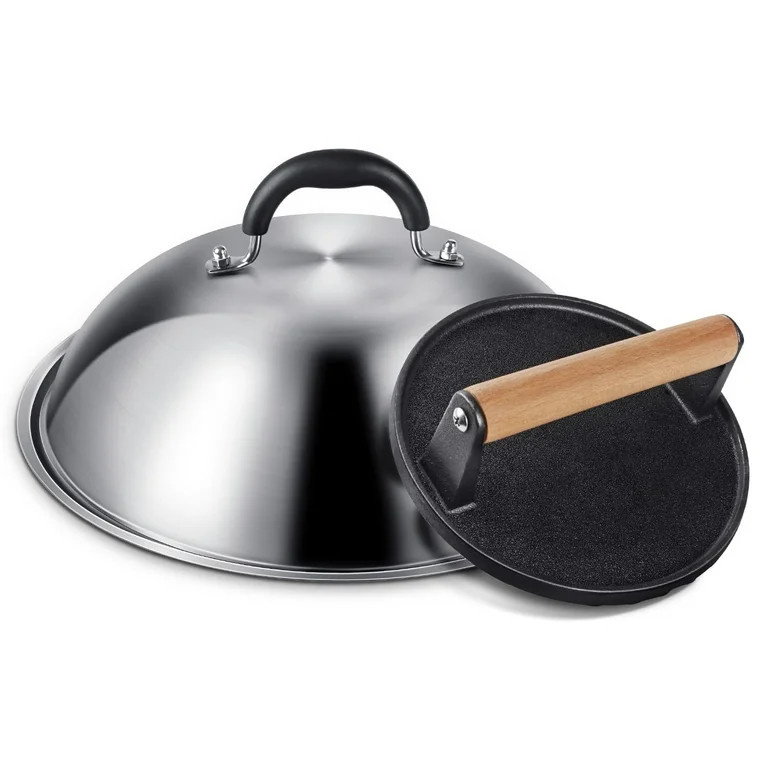 Mibote Griddle Accessories for Blackstone,12inch Heavy Duty Round Dome with Cast Iron Grill Bacon... | Walmart (US)