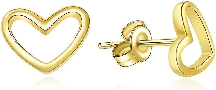 ToHeart Gold Heart Earrings, Hypoallergenic Small For Women Hollow Sweet Love Studs Earrings | Amazon (US)