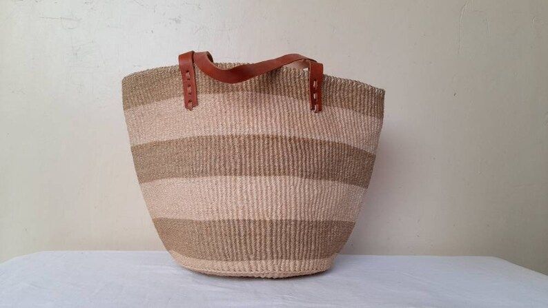 Hand woven kiondoo sisal bag in natural colors. | Etsy | Etsy (US)