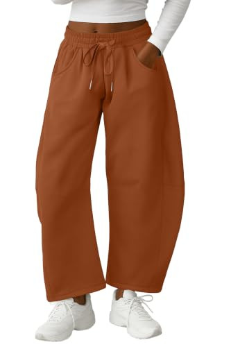 Lepunuo Barrel Sweatpants Women Casual Baggy Elastic Waisted Pants Wide Leg Gym Trousers with Poc... | Amazon (US)