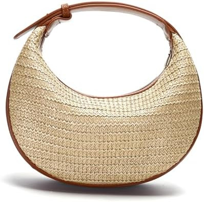 Herald Straw Crossbody Bag for Women Beach Woven Hobo Handbag Summer Chic Crescent Shoulder Purse... | Amazon (US)