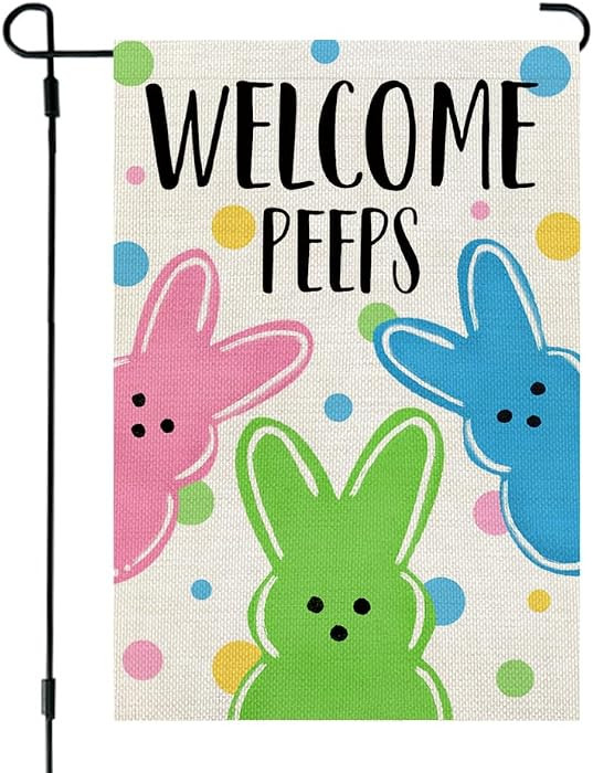 CROWNED BEAUTY Easter Welcome Peeps Garden Flag 12x18 Inch Double Sided for Outside Small Burlap ... | Amazon (US)