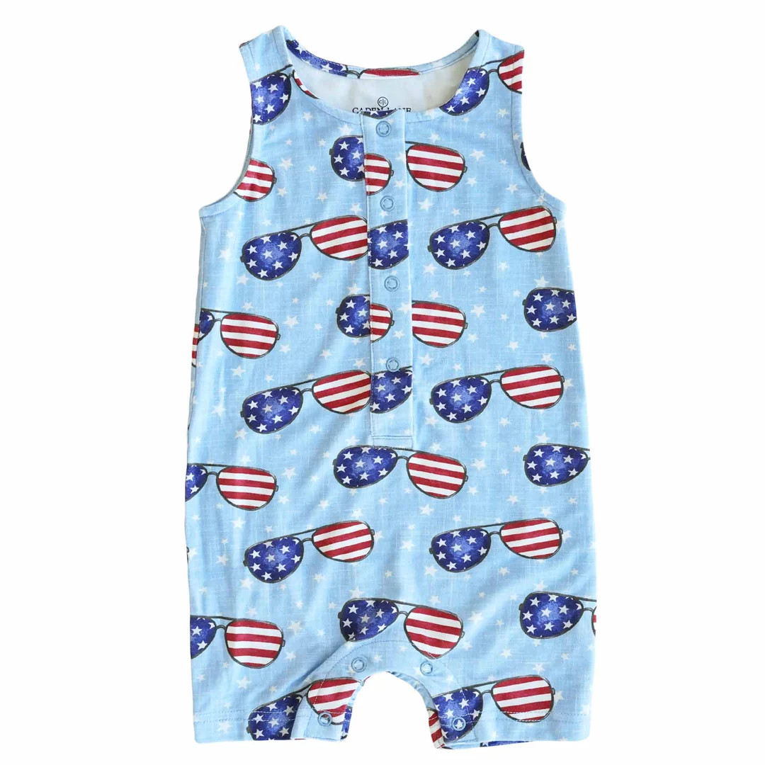Sleeveless Snap Romper | Patriotic Summer | Caden Lane