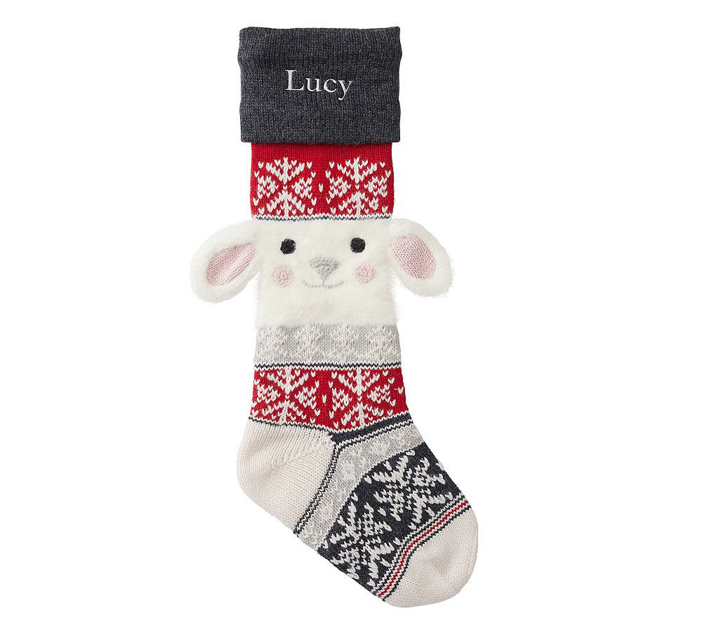 Natural Fair Isle Stocking, Bunny | Pottery Barn Kids