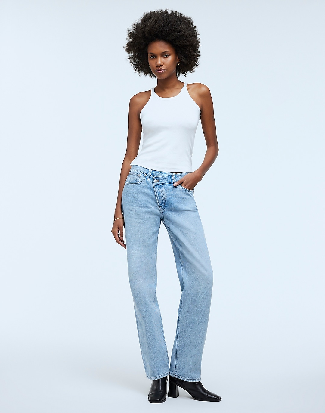 Low-Slung Straight Jeans in Sevilla Wash: Cross-Tab Edition | Madewell