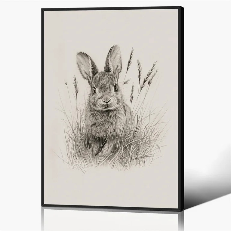YCCJ-Vintage Easter Bunny Canvas Wall Art, Antique Spring Rabbit Painting, Rustic Dark Moody Rabb... | Walmart (US)