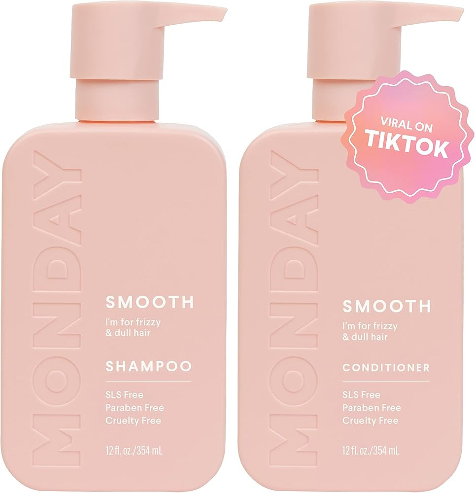 MONDAY HAIRCARE Smooth Shampoo + Conditioner Bathroom Set (2 Pack) 12oz Each for Frizzy, Coarse, ... | Amazon (US)