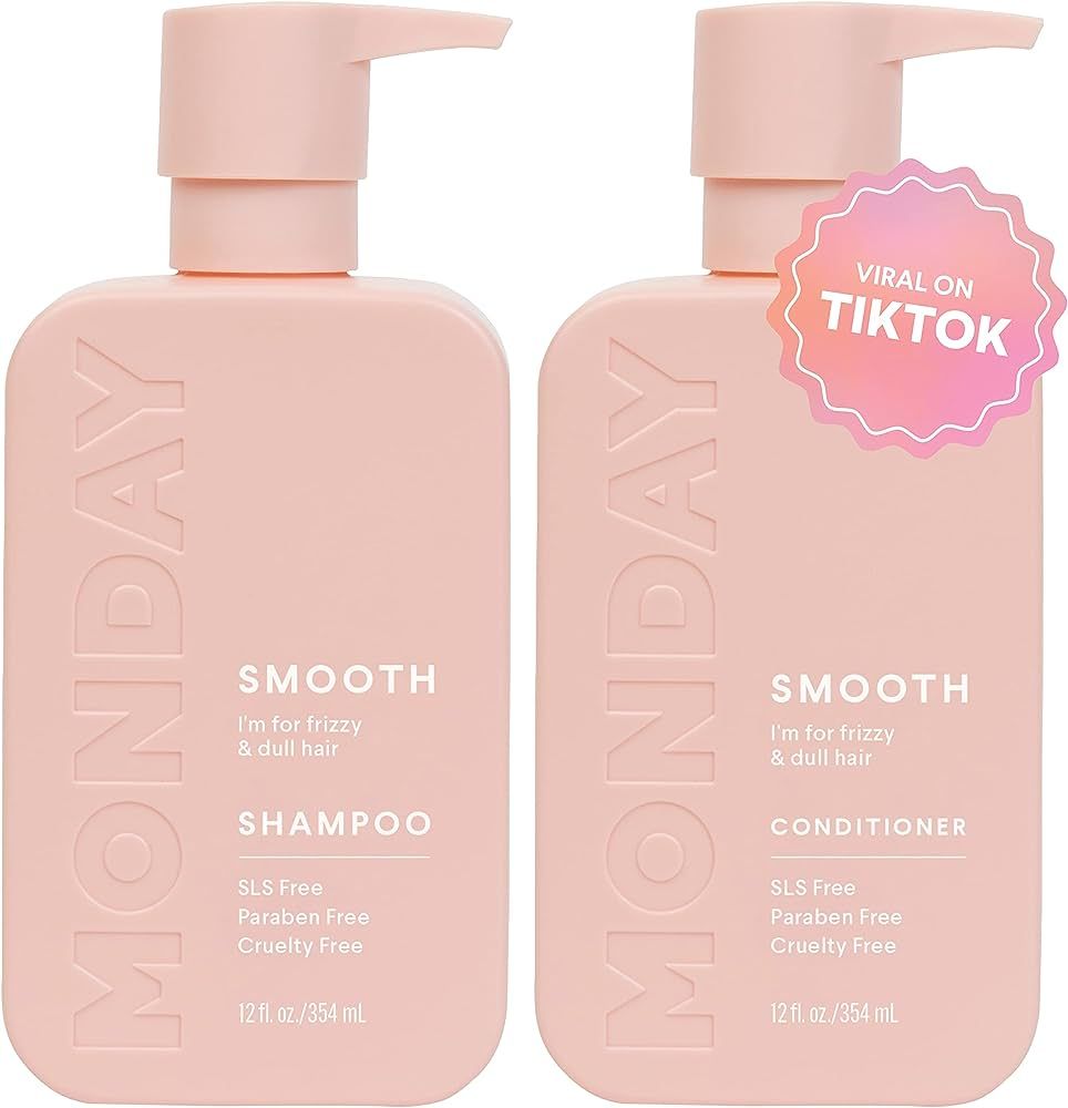 MONDAY HAIRCARE Smooth Shampoo + Conditioner Bathroom Set (2 Pack) 12oz Each for Frizzy, Coarse, ... | Amazon (US)