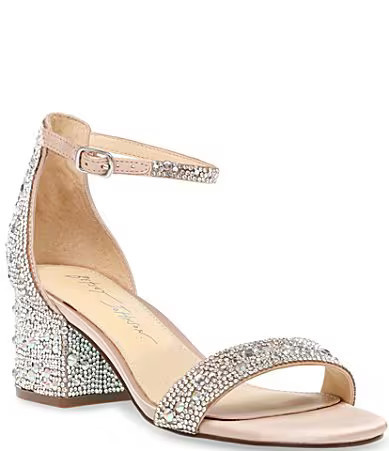 Blue by Betsey Johnson Mari Rhinestone Block Heel Dress Sandals - 7.5 | Dillard's