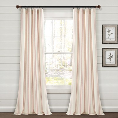 Lush Decor Millstone Farmhouse Stripe Yarn Dyed Cotton Blend Window Curtain Panel Pair, 42"W x 84"L, Pink - Living Room Curtains - Pack of 2 | Target