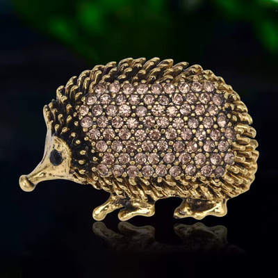Retro Fall Hedgehog Brooch Gold Sparkling Crystal Animal Pin Autumn Jewelry Gift | eBay US