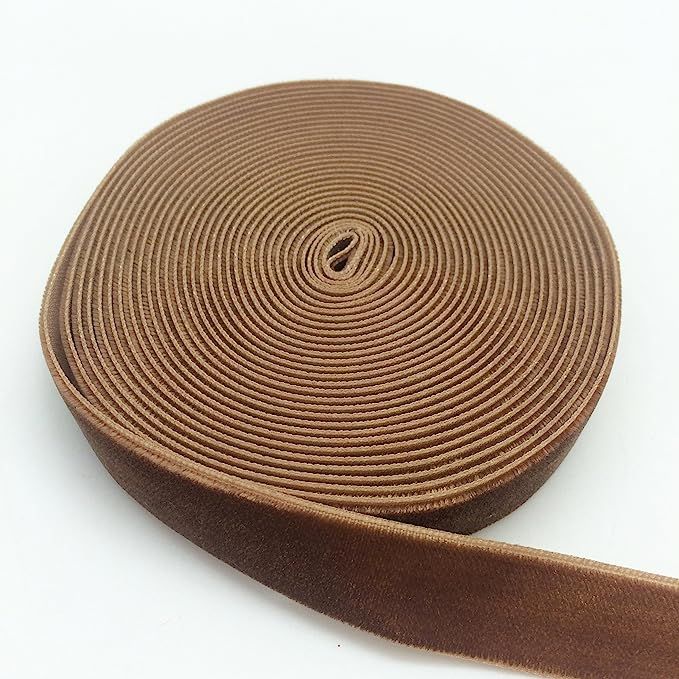 PEPPERLONELY 5 Yards Single Face Velvet Ribbon 16mm (5/8 Inch), Brown | Amazon (US)