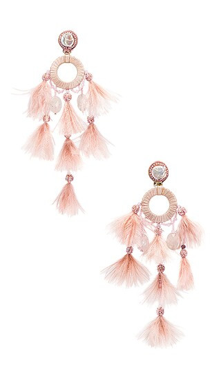 Embellished Tassel Earrings in Peach | Revolve Clothing (Global)