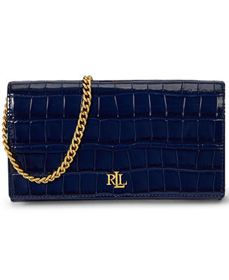 Lauren Ralph Lauren Adair II Small Croc-Embossed Crossbody Bag - Macy's | Macy's
