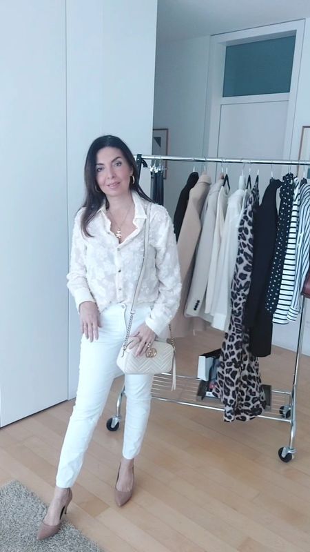 White Spring Outfit Spring Outfit | Total White | Gucci Bag | White jeans | Over 50

#LTKSeasonal #LTKover40 #LTKitbag