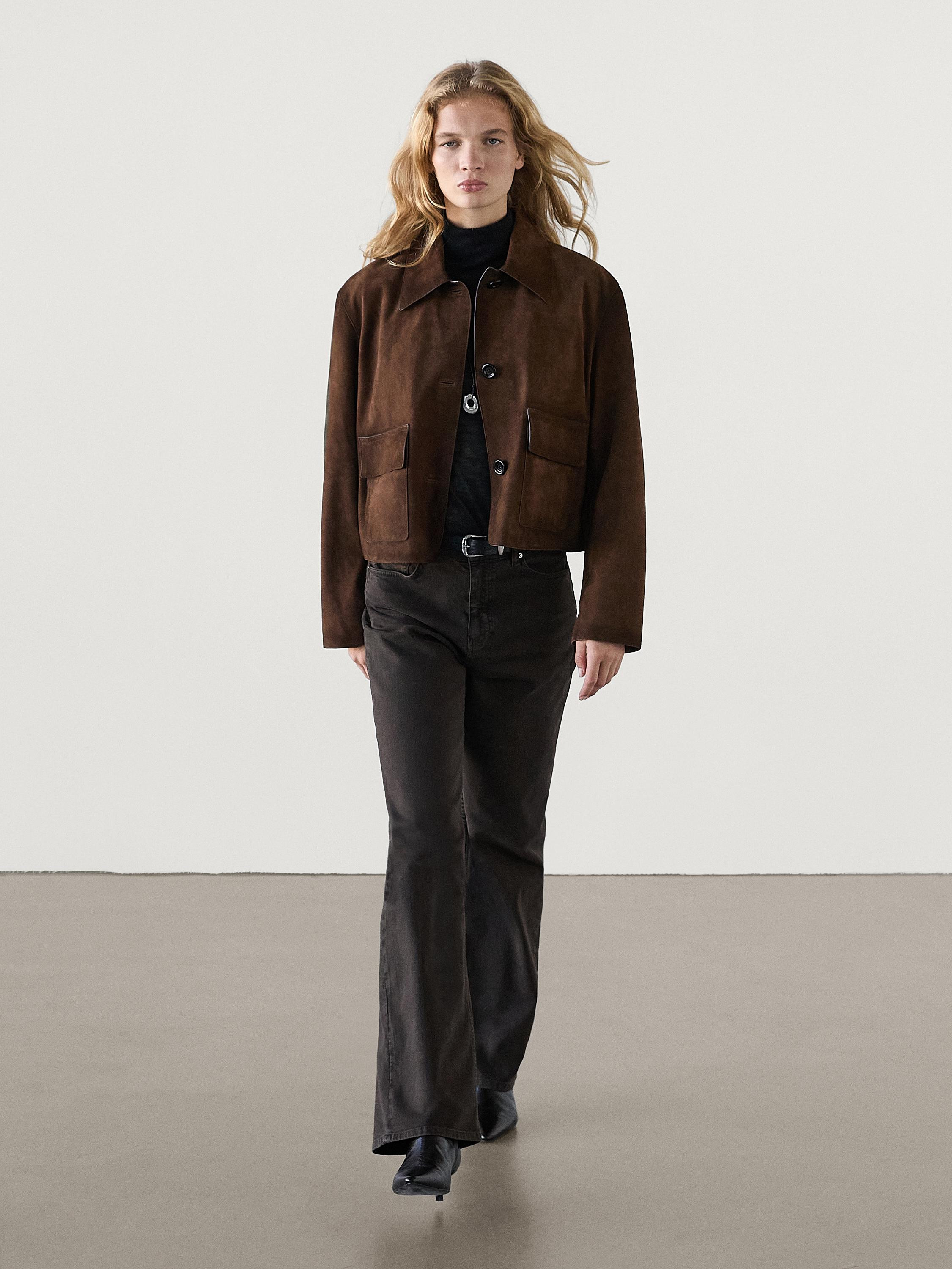 Suede leather jacket with pockets | Massimo Dutti US
