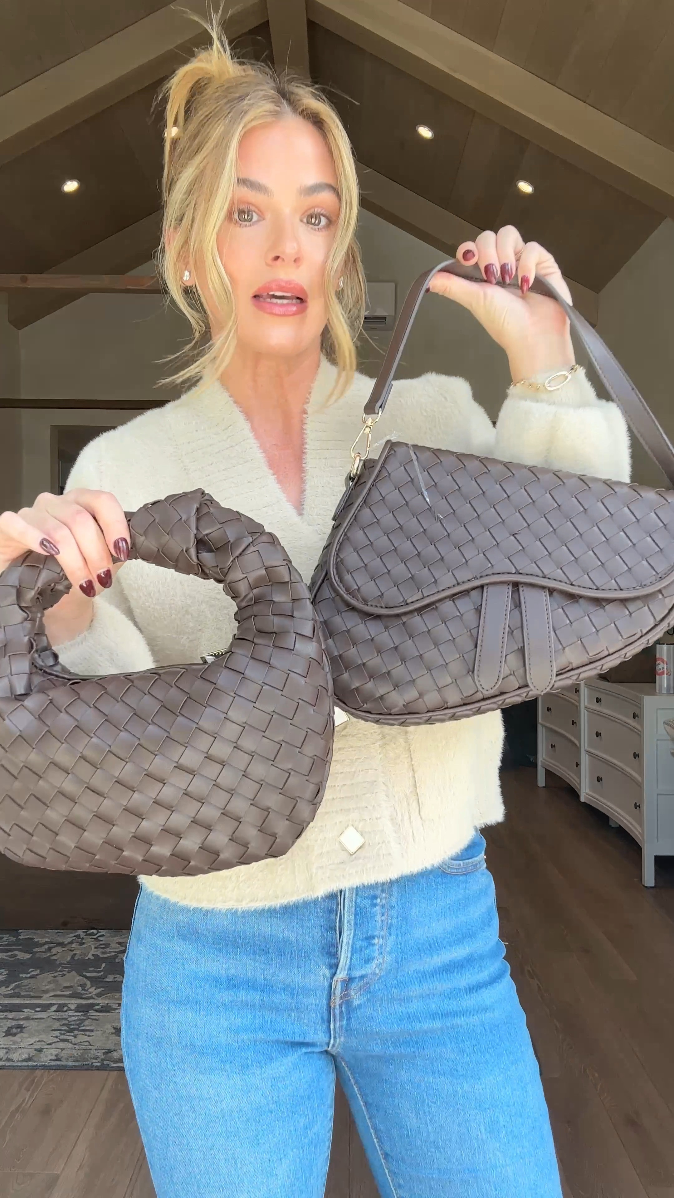 Vici haul! Obsessed with this sweater and the quality of these handbags! Wearing size small. Code: JOJOSAVE30 for 30% off entire website.
