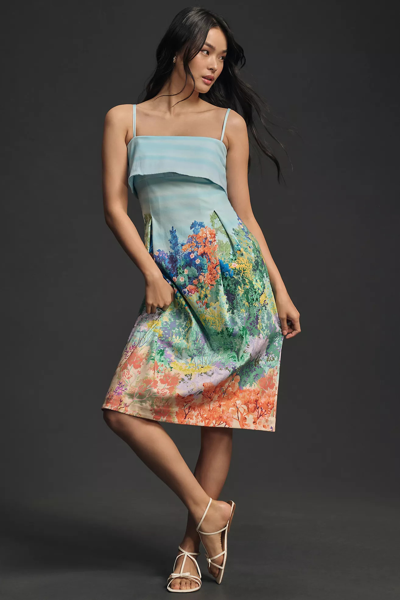 By Anthropologie Sleeveless Foldover Knee-Length Dress | Anthropologie (US)