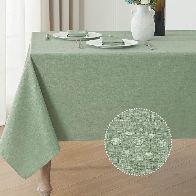 Rectangle Tablecloth Linen Textured Waterproof & Stain Resistant Table Cloth Wrinkle Free Decorat... | Amazon (US)