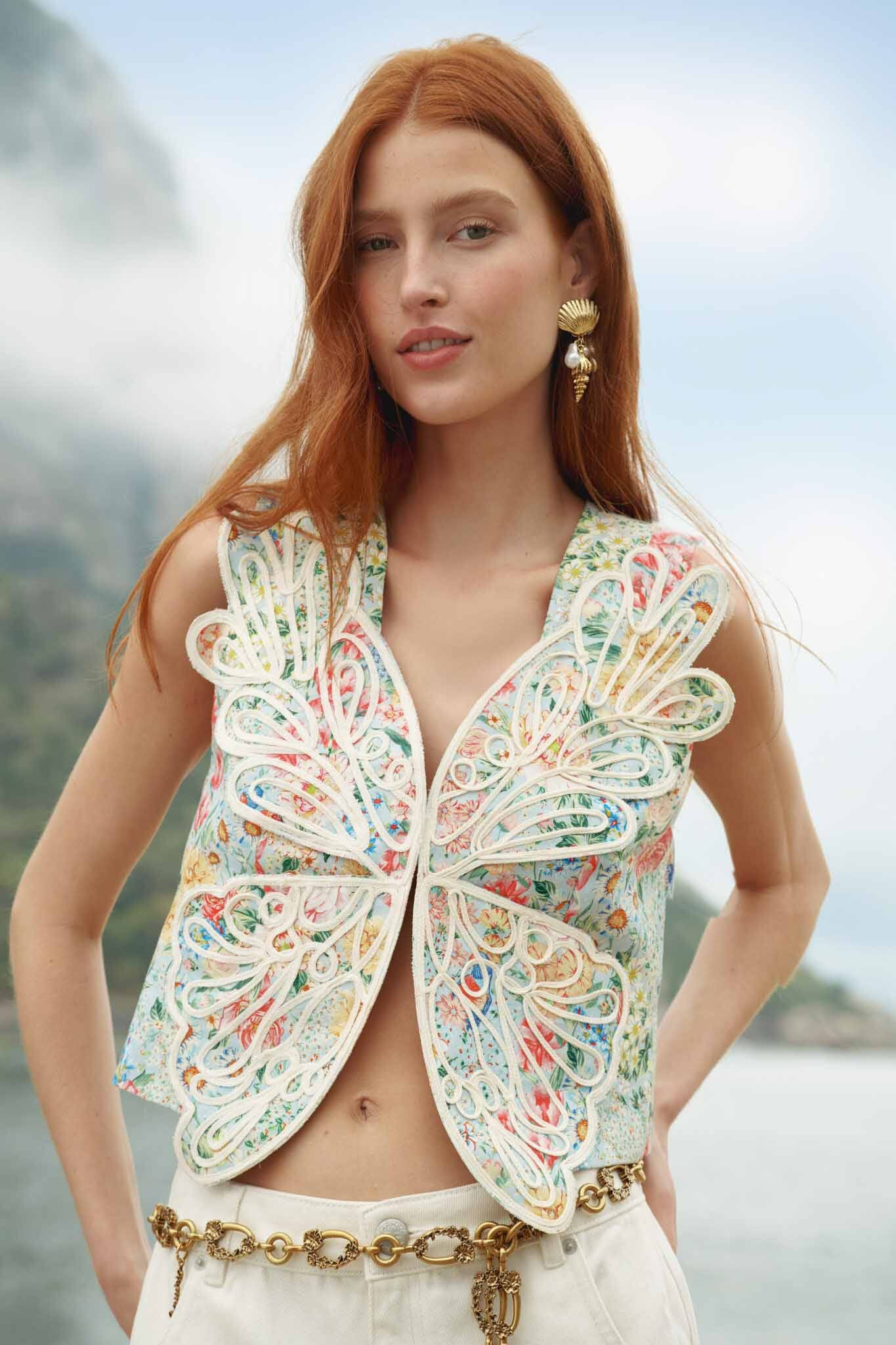 Multicolor Rendeira 3d Euroflax\u0099 Premium Linen Vest | FARM Rio | FarmRio (US)