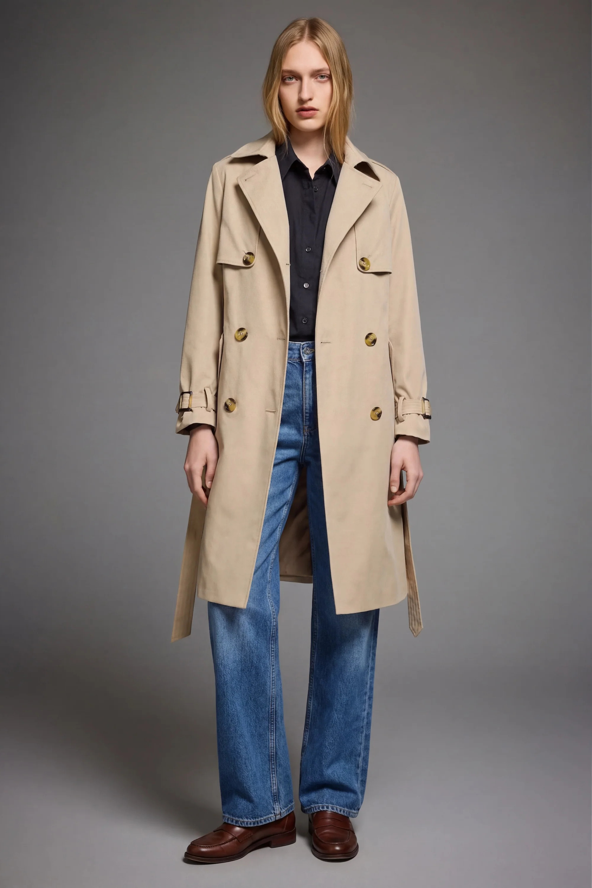 Orolay Women's 3/4 Length Belted Double-Breasted Trench Coat | Orolay