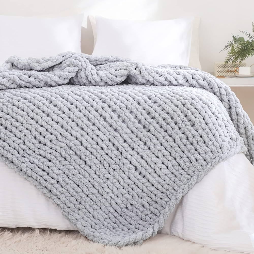 YAAPSU Chunky Knit Blanket Throw 51x63, Chenille Throw Blankets, Chunky Knitted Throw Blanket for... | Amazon (US)