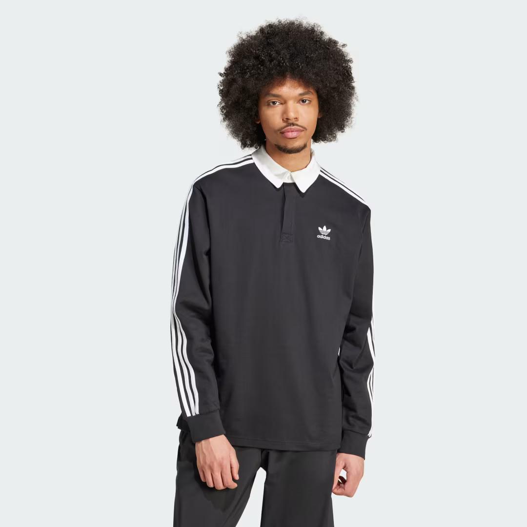 adidas Adicolor Rugby Polo Shirt Black L Mens | adidas (US)