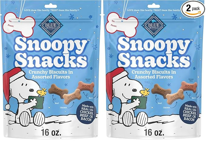 Blue Buffalo Snoopy Snacks Crunchy Biscuits in Assorted Flavors, 16oz Bag (Pack of 2) | Amazon (US)