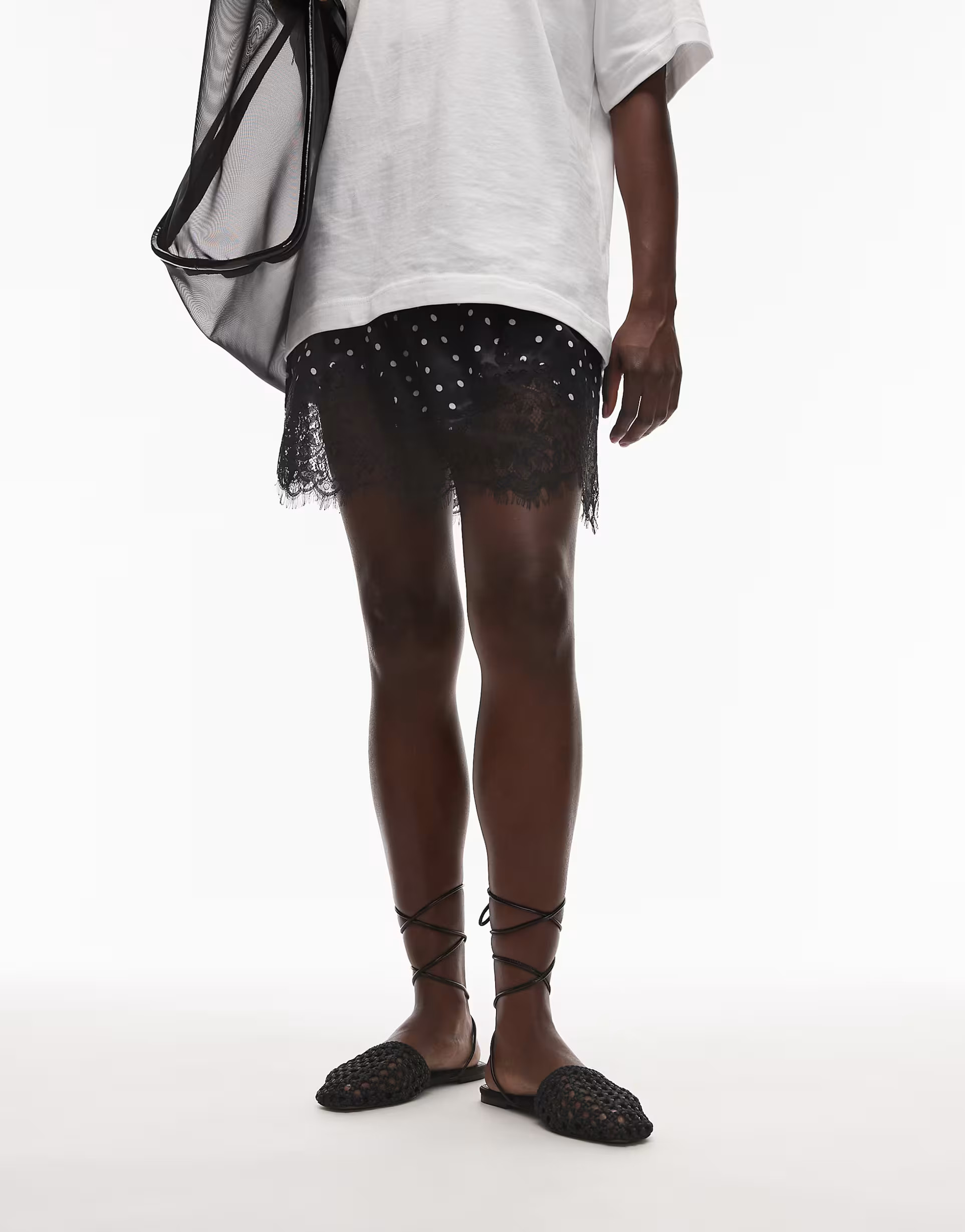 Topshop Arri woven tie up flat shoe in black | ASOS | ASOS (Global)