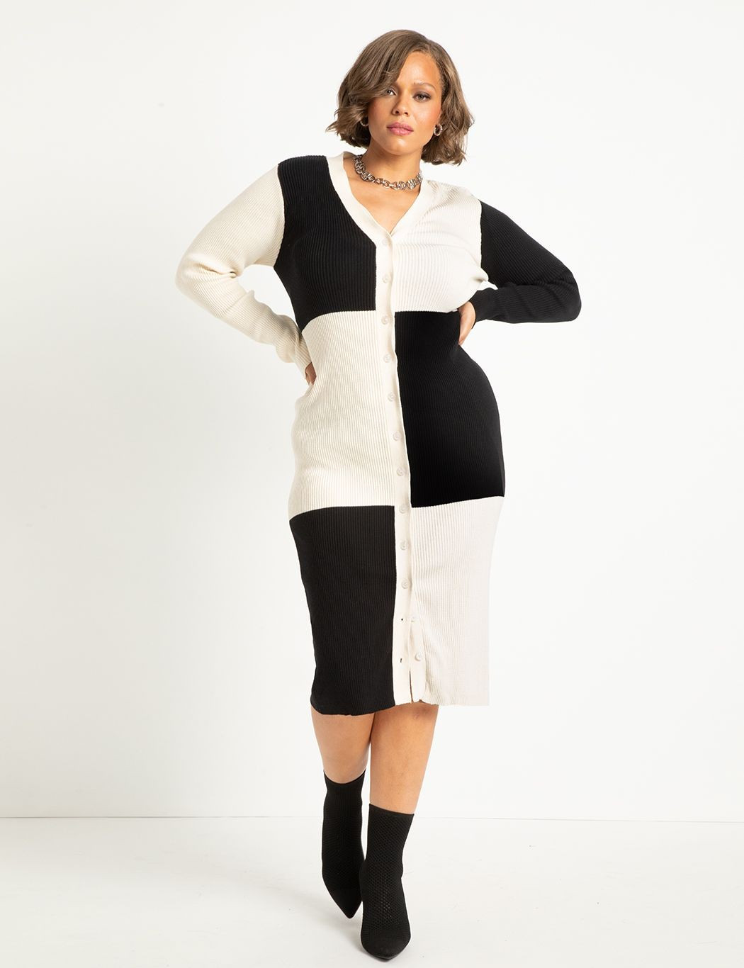 Colorblock Sweater Cardigan Dress | Women's Plus Size Dresses | ELOQUII | Eloquii