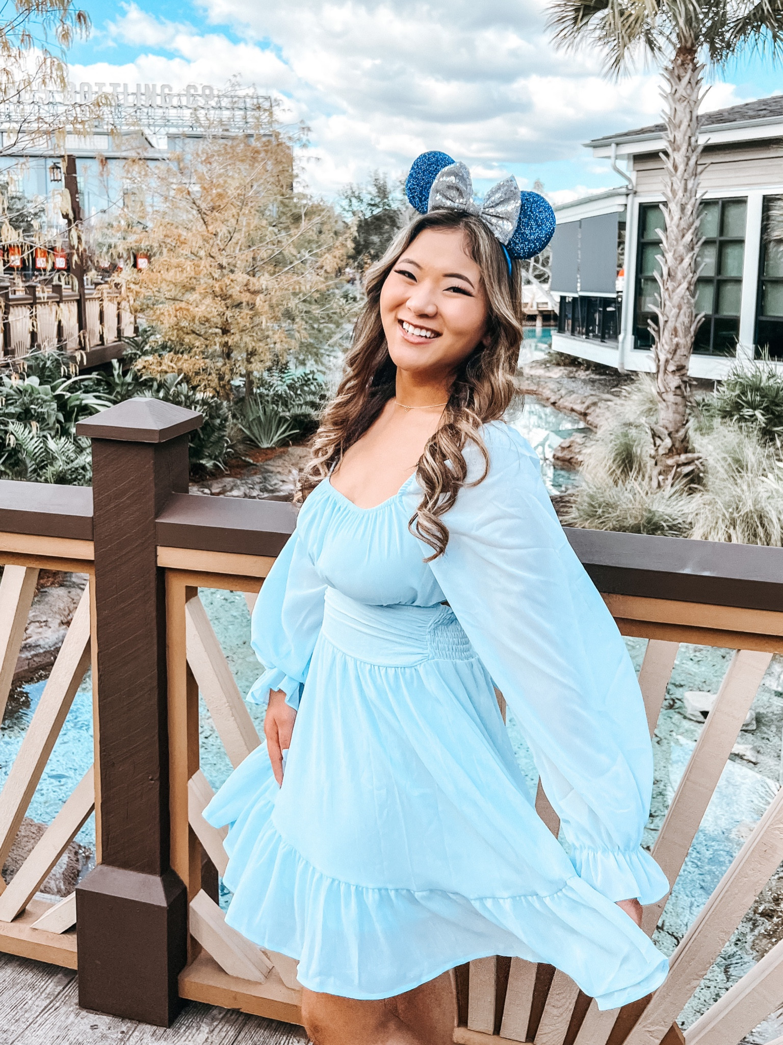 Amazon Women Tie Back Summer Dresses Long Lantern Sleeve Square Neck Ruffle Elastic Waist Aline Casual Mini Dress wearing size Medium. Custom Minnie Mouse ears. Disney inspired outfit 

#LTKFind