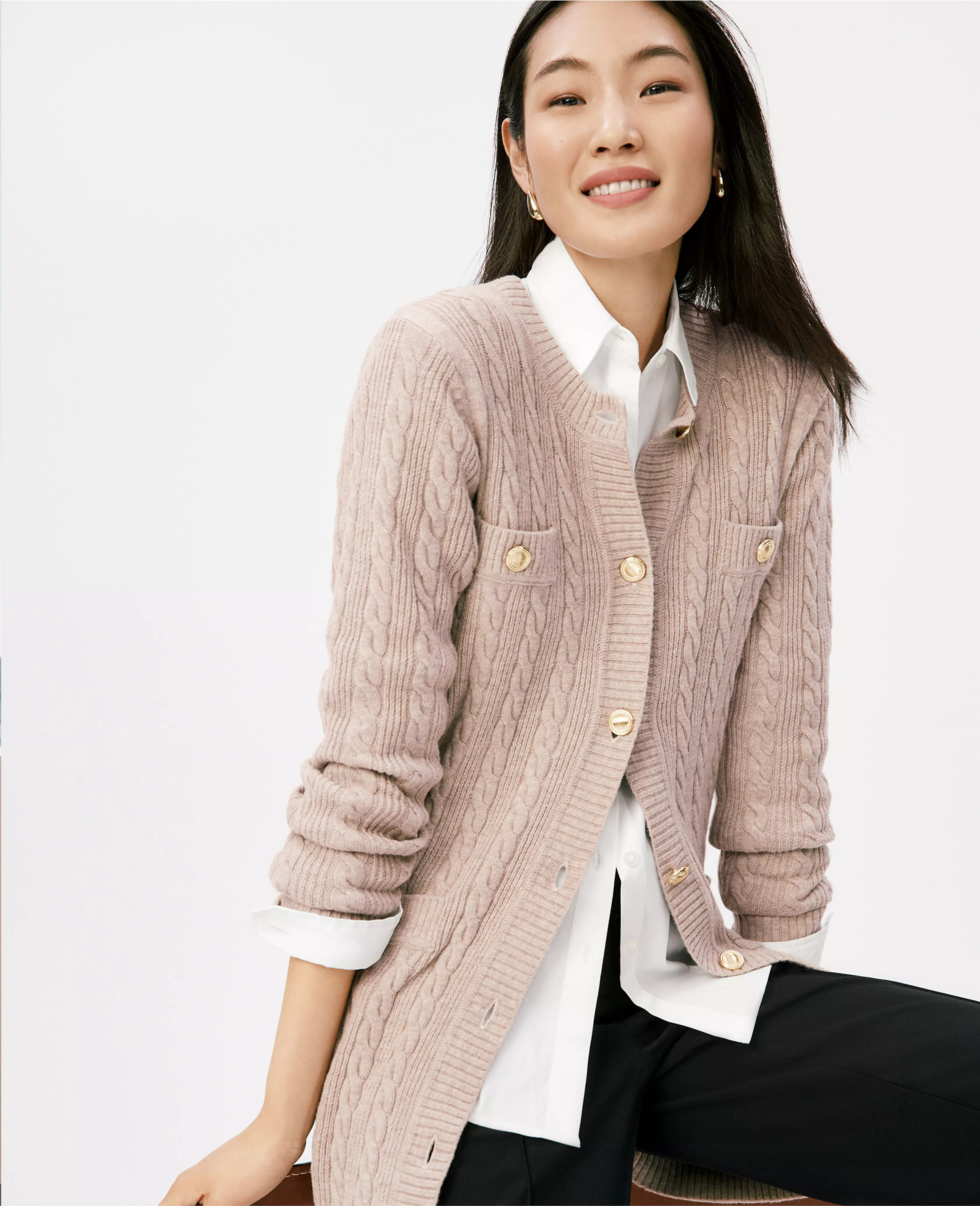Long Cable Cardigan | Ann Taylor