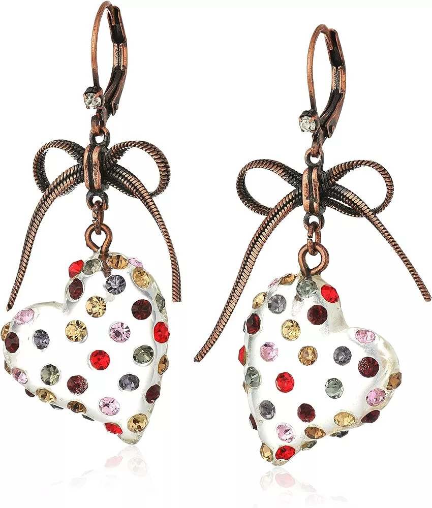 Betsey Johnson Multi Lucite Heart Drop Earrings | Amazon (US)