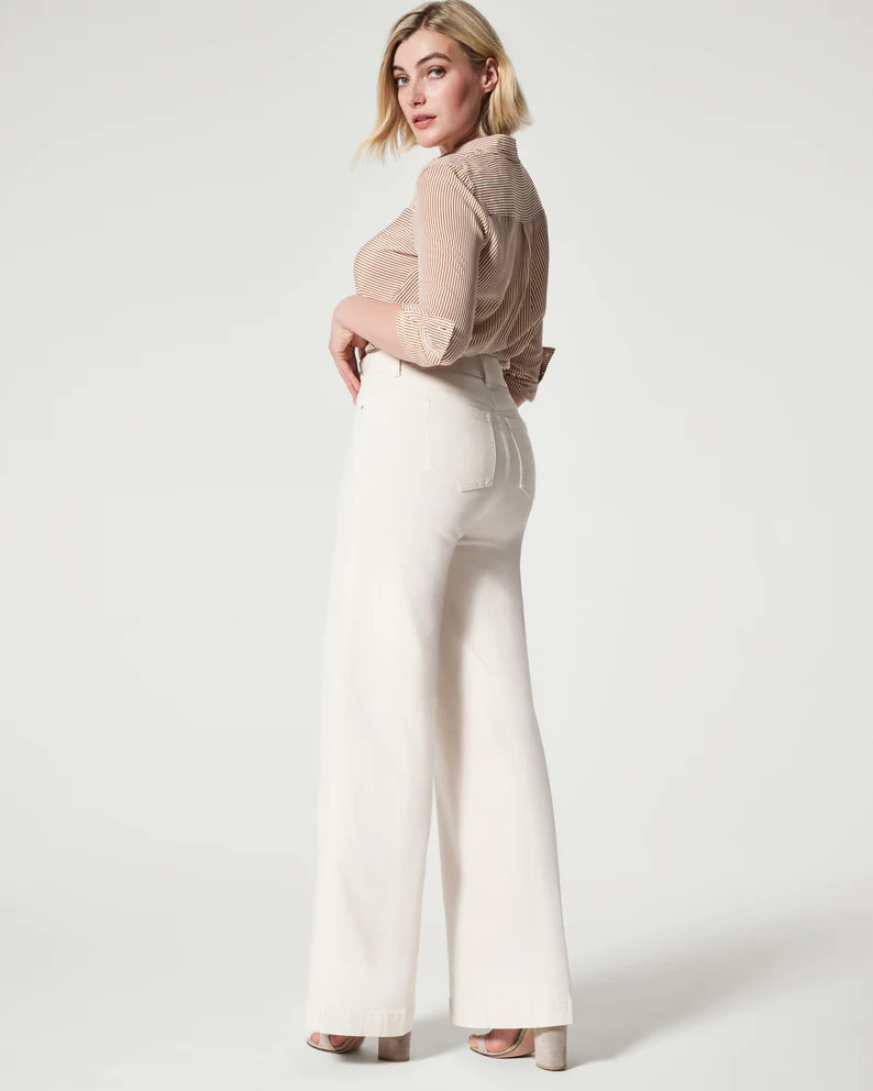 Seamed Front Wide Leg Jeans, Ecru | Spanx