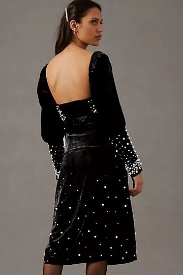 Maeve Embellished Velvet Dress | Anthropologie (US)