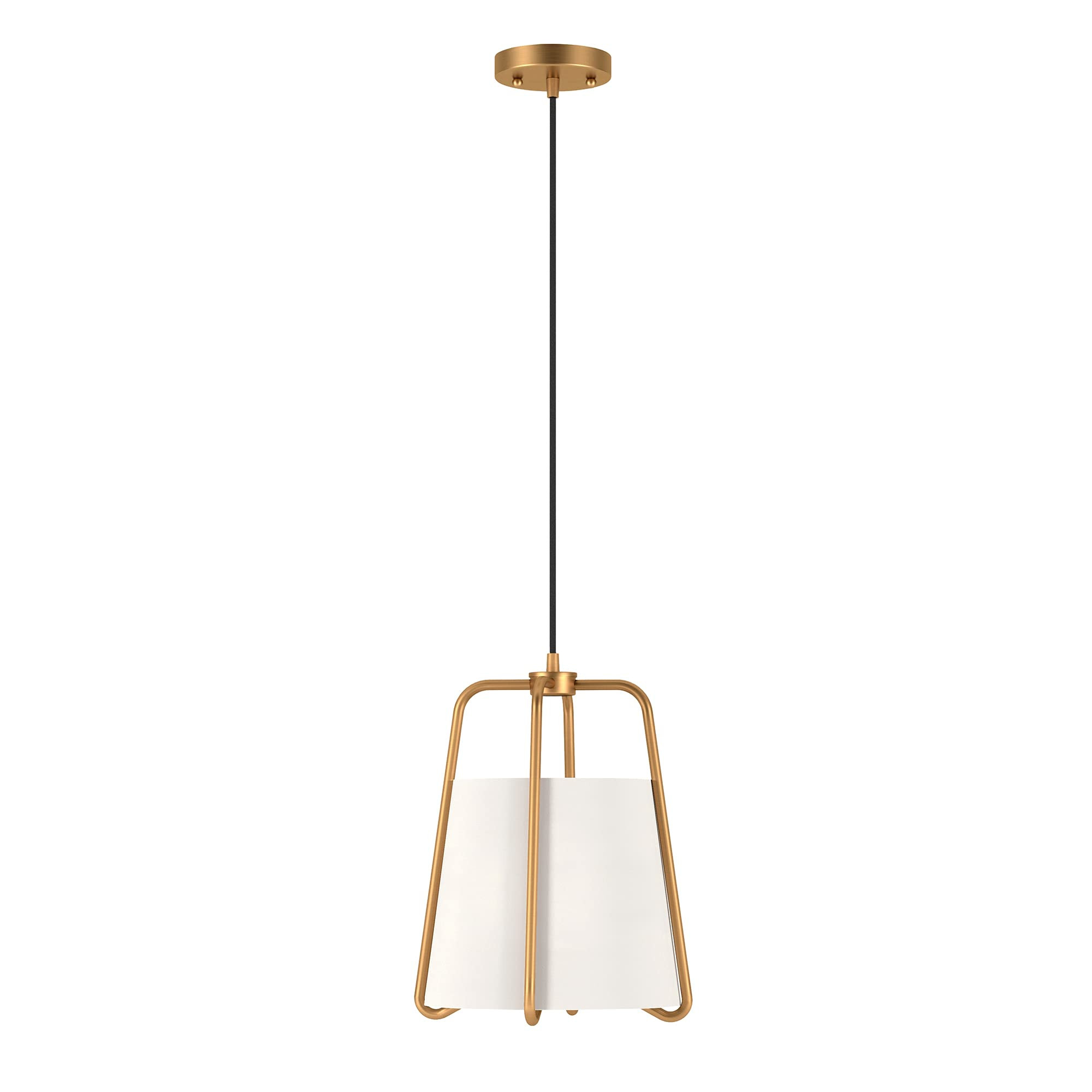 Marduk 11" Wide Pendant with Fabric Shade in Brass/White | Amazon (US)