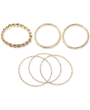Thalia Sodi Gold-Tone 6-Pc. Set Crystal, Bamboo & Textured Bangle Bracelets, Created for Macy's | Macys (US)