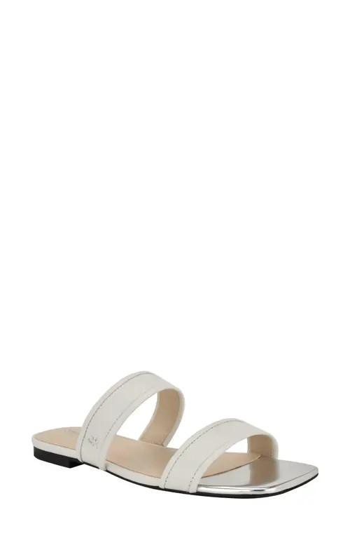 Calvin Klein Felisa Two-Strap Sandal in White at Nordstrom, Size 8 | Nordstrom