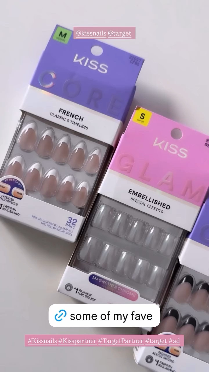 Obsessed with these easy embellished press on fake nails from kiss x target! So many cute nail styles including chrome, French tip, and more. Such an easy way to switch up your nails! … For more links to date night outfits, accolade crew neck pullover, romantic knits, pegasus premium running shoe, patterned tights, brooch, lace trim, dark wash denim, valentines day outfit women, follow me on LTK! ✨

#LTKdayinmylife #LTKValentine #LTKBeauty