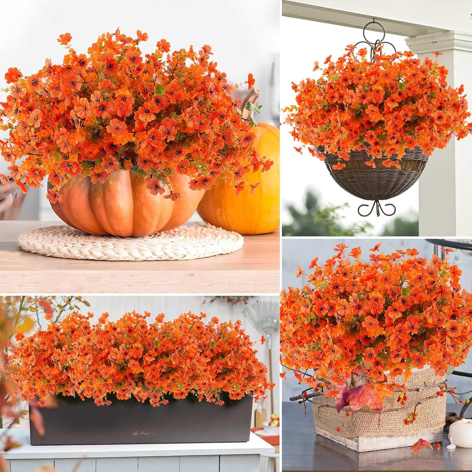18 Pcs Artificial Mums Flowers Outdoor Plastic Fall Flowers Fake Mums Autumn Greenery Flower for ... | Amazon (US)