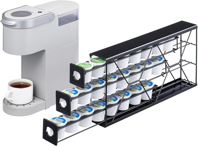 FlagShip K Cup Holder Drawer 3 Tier Coffee Pod Holder for K Pod Save Space Countertop Kitchen (24... | Amazon (US)