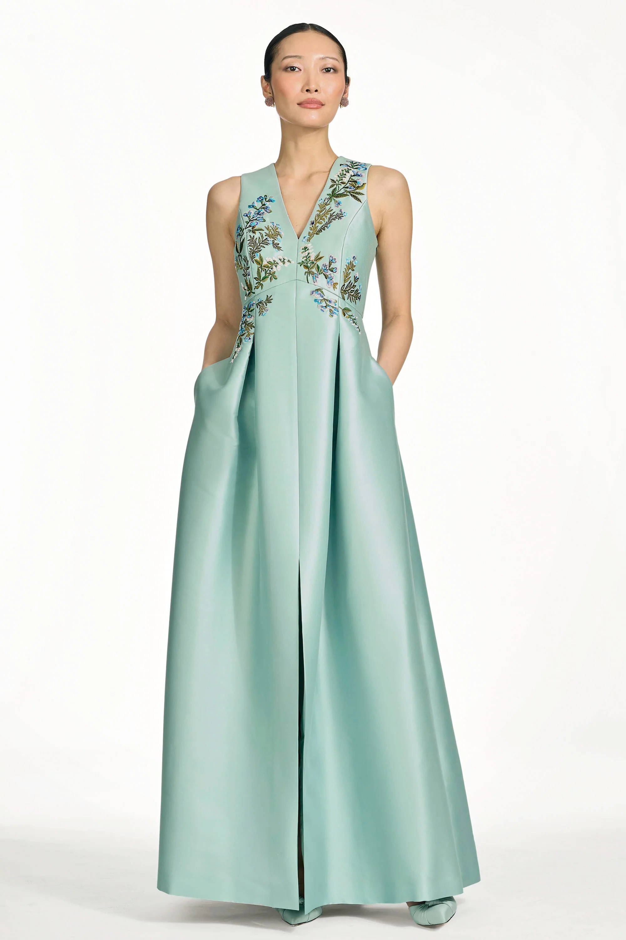 EMBROIDERED BROOKLYNNE GOWN - CELADON | Sachin and Babi