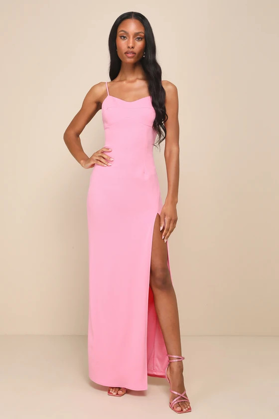 Bombshell Potential Pink Backless Sleeveless Maxi Dress | Lulus