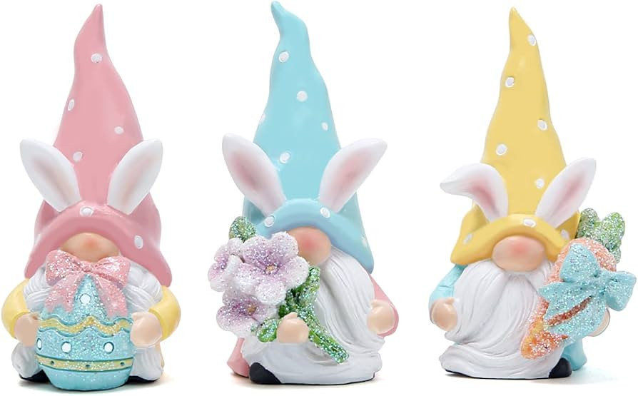 Hodao 3 PCS Easter Gnomes Decor Resin Bunny Gnome Decorations Handmade Spring Gnomes Gifts for Ki... | Amazon (US)