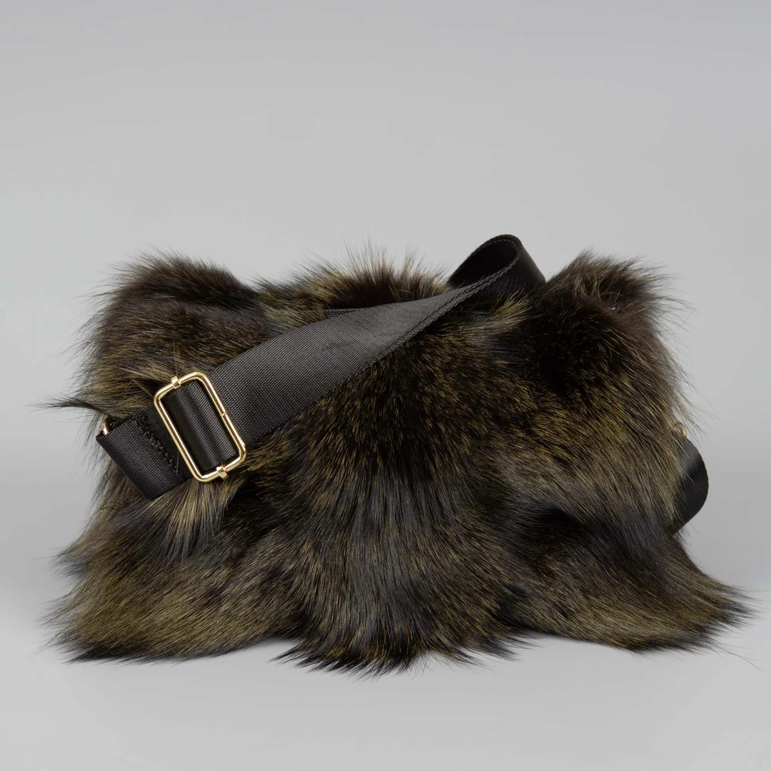 Luxurious Adjustable-strap Crossbody Bag in Green Fox Fur With Removable Hardware - Etsy | Etsy (US)