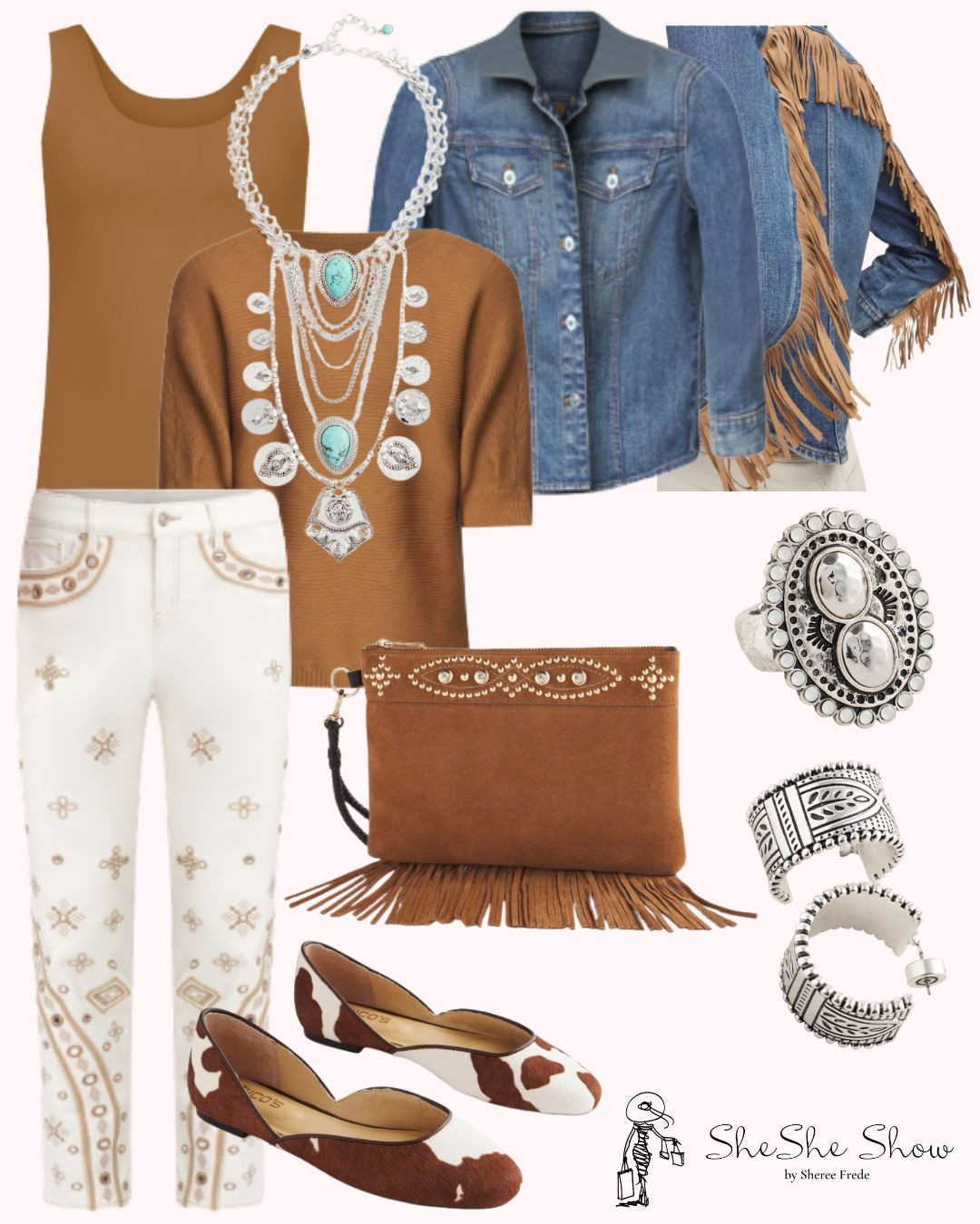  Chico’s new arrivals…. Great styles for Nashville, Napa, Texas, New Mexico, Colorado or just cool street style. 
Suede fringe skirt, denim with suede fringe jacket, cowboy hat and side platform slides
I wear a size 0 in Chico’s unique sizing

 

#LTKStyleTip #LTKSeasonal #LTKOver40