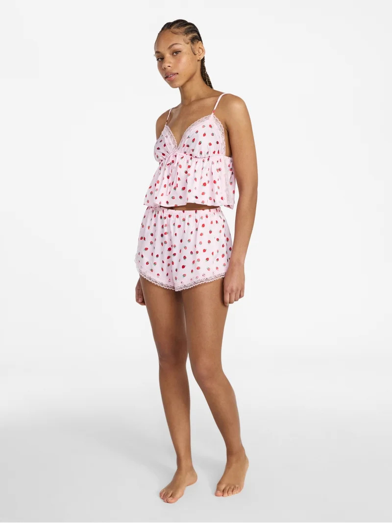 No Boundaries Satin Cami and Shorts Sleep Set, 2-Piece, Women's XS-XXL | Walmart (US)