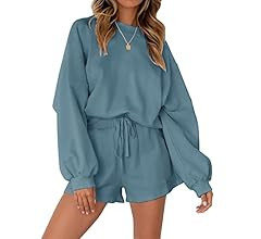 MEROKEETY Women's Oversized Batwing Sleeve Lounge Sets Casual Top and Shorts 2 Piece Outfits Swea... | Amazon (US)