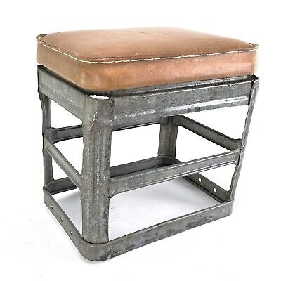 1 From 4 Vintage Stool Industrial Design Leather Stool Chair Loft Stool | eBay US