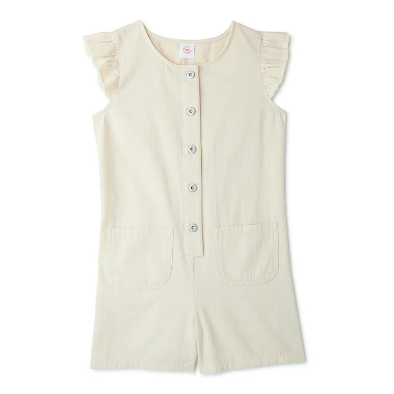 Wonder Nation Girls Ruffle Sleeve Romper Sizes 4-18 & Plus | Walmart (US)